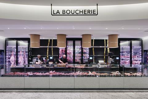 The interior view of department store Le Bon Marche. Paris. France